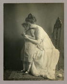Portrait of Sue Collins, friend of the Baltimore, Maryland, photographer Emily Spencer Hayden, with a young girl. Verso transcription: Sue Collins, friend of Emily Hayden