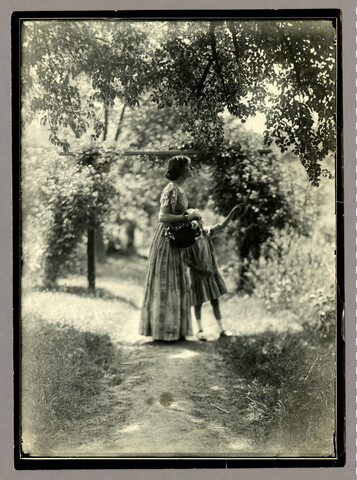 Photograph of Anna Mullikin and Nan on a path at Nancy’s Fancy — undated