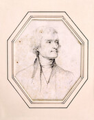Pencil on paper drawing of Thomas Jefferson (1743-1826), c. 1802, attributed to Benjamin Henry Latrobe (1764-1820). Latrobe began a correspondence with then Vice President Thomas Jefferson after his arrival in the United States in the late-1790s. He initially settled in Richmond, Virginia, and designed the Virginia Penitentiary Building before moving to Philadelphia, Pennsylvania. In 1803,…