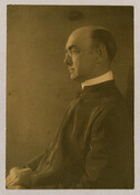 Portrait of the minister Percival Foster Hall, who married Ruth Haden Wanzer, daughter of the Baltimore Maryland photographer Emily Spencer Hayden. Verso transcription: Percival Hall, minister who married Chas + Ruth Wagner (daughter of the Baltimore, Maryland, photographer Emily Spencer Hayden)