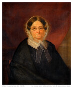 Oil on Canvas portrait painting of Catherine Cole Bowers Smith (Mrs. Nicholas Smith) (1782-1864) by Edward Bowers. Catherine was born in Lancaster, Pennsylvania to German immigrant parents. In 1802, she married her first husband John Henry Bowers (1864-1825), a German immigrant, in Baltimore County, Maryland. The couple lived in Baltimore and had six children. After…