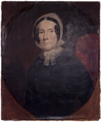Oil on canvas portrait painting of "Esther Allison Brown" (1792-1849) by an unknown artist. Esther was born in Baltimore County, Maryland, and married George John Brown (1785-1829) in 1810. The couple had numerous children, including future Baltimore City Mayor George William Brown (1812-1890). Esther's husband, a Baltimore businessman, died tragically when he leaned too far…