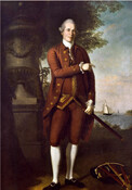 Oil on canvas oversize portrait painting of "William Stone" (1739-1821). Stone was born in Bermuda and became a maritime captain, ship owner, and merchant. In this painting, he is depicted in Baltimore in the early 1770s standing before a lovely view of the Chesapeake Bay. Stone holds a spyglass, has a sextant at his feet,…