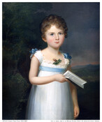 Oil on Canvas portrait painting of Elizabeth Parker Foulke Beirne (1815-1864), ca. 1820, by James Peale. She was born in Pennsylvania and married merchant Patrick Beirne (1798-1876) of Ireland and Lewisburg, Virginia (now West Virginia) in 1855. The Foulke family was friends and distant relations to the Peale family through James's marriage to Mary Claypoole…