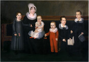 Oil on canvas painting of "Rebecca Myring Everette (Mrs. Thomas Everette) and her Children", 1818, by Joshua Johnson. In 1818, Mrs. Everette (1787-1833) commissioned Joshua Johnson (c. 1763-c. 1824), an important early American artist and African American to paint her family. She also commissioned Johnson to produce a copy of the portrait of her husband…