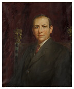 Oil on canvas portrait painting of "Douglas Huntley Gordon, Sr. ", ca. 1922, by Alfred Partridge Klots. Gordon was a Baltimore banker and financier. He served as the first President of the International Trust Company. The company's building, built in 1902 on the corner of East Baltimore Street, survived the Great Baltimore Fire of 1904.…