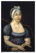 Oil on canvas portrait painting of "Isabella Douglass Millholland" (1761-1820) by Joshua Johnson. Isabella was born in Philadelphia, Pennsylvania. In 1787, she married Irish-immigrant and ship merchant James Millholland (1761-1797) at Pine Street Presbyterian Church. The couple had several children, but only one, Robert Douglass Millholland (1788-1859), survived past childhood. In 1796-1797, Isabella's husband captained…