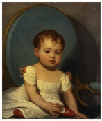 Oil on canvas portrait painting of "Susannah May Williams", ca. 1814, by Gilbert Stuart. Susannah was the daughter of Baltimore merchant Benjamin Williams (1767-1812) and Sarah Copeland Williams (1776-1870). On November 12, 1829, she married Jerome Napoleon Bonaparte (1805-1870), the only son of Jerome Bonaparte (1784-1860) and Elizabeth "Betsy" Patterson Bonaparte (1785-1879). William Patterson (1752-1835),…