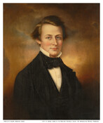 Half-length portrait of Edward Armistead Owens as a young man with brown hair wearing a black coat and stock with a white shirt. Image has a brown background.