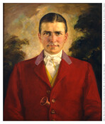 Oil on canvas portrait painting of Wilbur Ross Hubbard (1896-1993) in hunting scarlets with hunting horn. Born in Chestertown, Kent County, Maryland, Hubbard attended the Tome School in Port Deposit, Maryland, before attending Yale (1920) and George Washington Law School (1923). His only break from school was as a brief military career as a 2nd…