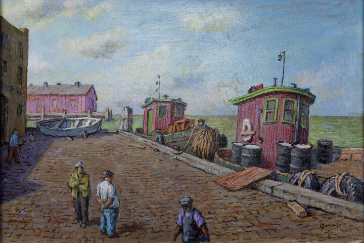 Dock Scene with Tug Boats — 20th century