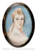 Watercolor on ivory miniature portrait painting, in gold oval frame, with lock of hair attached to the reverse, of "Rachel Gratz Etting (Mrs. Solomon Etting)" (1764-1831), ca. 1800-1820, by an unknown artist. Rachel was born in Philadelphia, Pennsylvania to Barnard Gratz (1734-1801) and Richea Myers. In 1791, she married prominent Baltimore, Maryland merchant and civil…