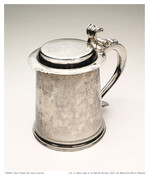 Tankard with flip lid monogrammed with the initials "ECC" and engraved on base "Eleanor Cohen."