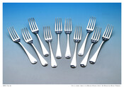 Set of ten dinner forks, each with engraved crowned shield on handle.