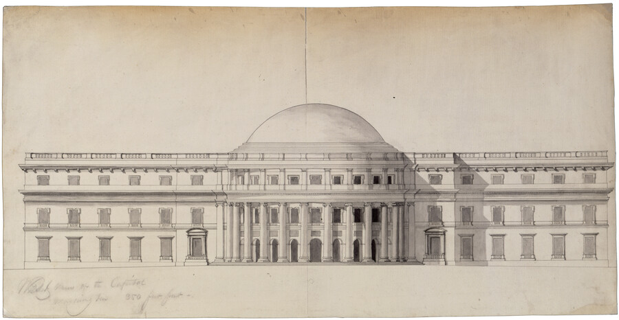Elevation, West View of the Capitol — 1792
