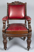 One of two armchairs made in New York for Congress in 1857. They were used by members of the House from 1857-1873. These chairs were witnesses to not only the buildup to the Civil War, but present during the votes on the 13th, 14th, and 15th Amendments, and some of the subsequent Civil Rights Acts…