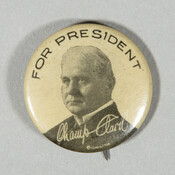 Campaign Button made in Baltimore, Maryland for the 1912 Democratic National Convention in Baltimore. It was the first time that the Democratic Party somewhat supported women’s suffrage at a National level. Champ Clark was an advocate for voting rights for women and his wife was also a nationally known advocate for suffrage. Clark ultimately lost…
