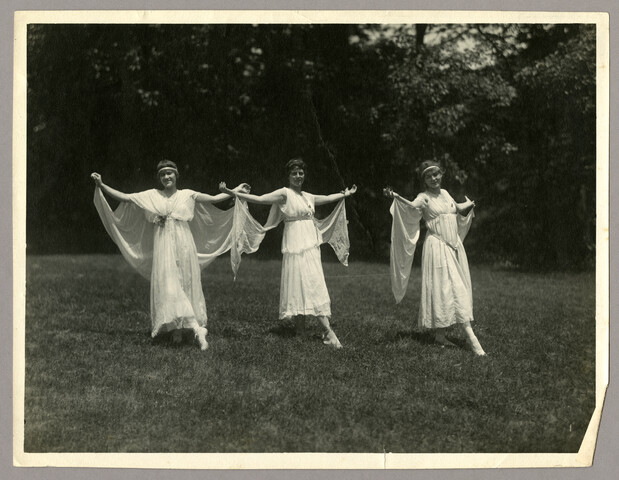 Three Goucher College dancers in costume — circa 1915