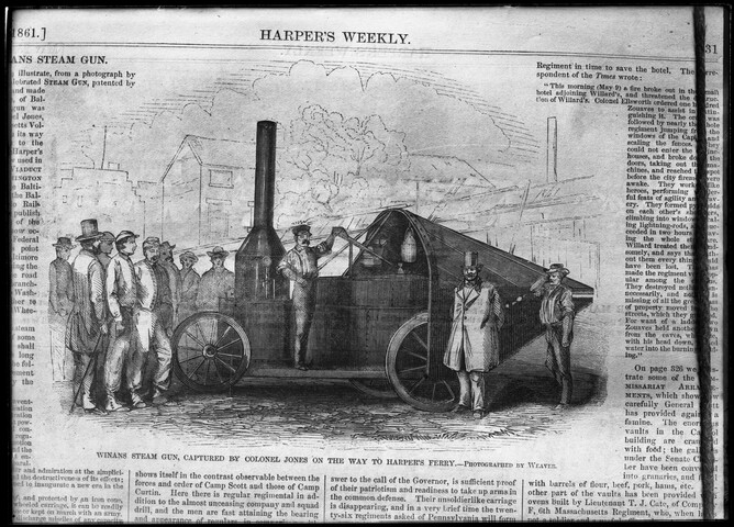 Winans Steam Gun, captured by Colonel Jones on the way to Harper’s Ferry — 1861