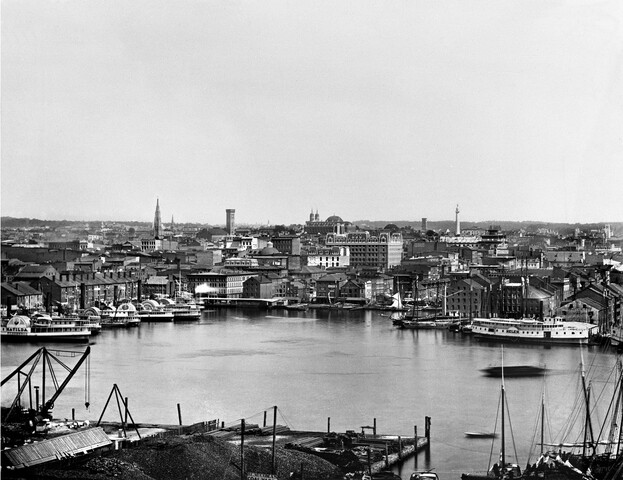 View of Inner Harbor from Federal Hill Marine Observatory — circa 1873