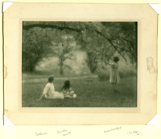 Catherine, Dorothy Hewitt, and Anna Bradford in a pastoral setting — undated