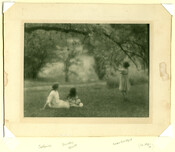 Three young women, Catherine, Dorothy Hewitt, and Anna Bradford, spending time outside. Catherine and Anna are both daughters of the Baltimore photographer, Emily Spencer Hayden.