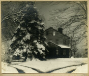 A home, possibly Nancy's Fancy, covered in snow. Part of a series of photographs of family homes by the Baltimore, Maryland, photographer Emily Spencer Hayden.