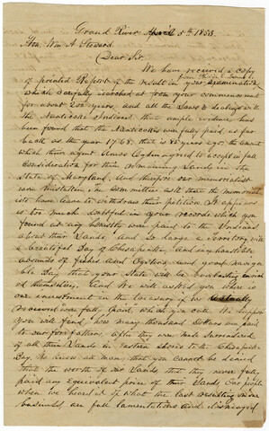 Letter from Nanticoke chiefs to William A. Stewart — 1853-04-05