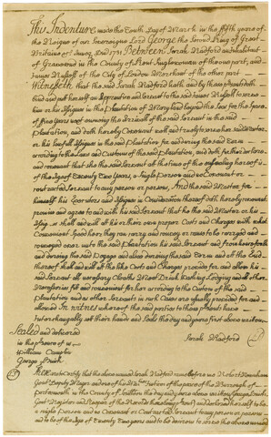 Indenture from Sarah Radford and Charles Frank to James Russell — 1731-03-10