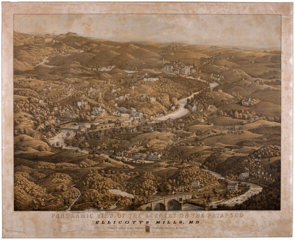 Panoramic view of the scenery on the Patapsco River for seven miles above and below Ellicotts Mills, Maryland — circa 1860