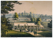 A view of the shooting range at the Schuetzen Park once located on Gay Street (formerly Belair Road) in Baltimore, Maryland. German Americans in the area established the schuetzen verein, or marksmen club, in the 1850s as shooting was a popular recreational pastime from their native homeland. Baltimore's German population would hold marksman and archery…