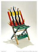 This chair was embellished with the multi-colored forms of snakes, grass, and fire by contemporary Maryland artist Stephanie Garmey.