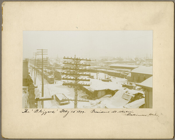 President Street Station in blizzard — 1899-02-13